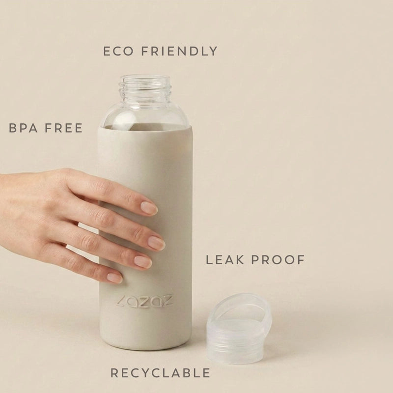 Pursip Borosilicate Glass Water Bottle with Silicone Sleeve – 500ml
