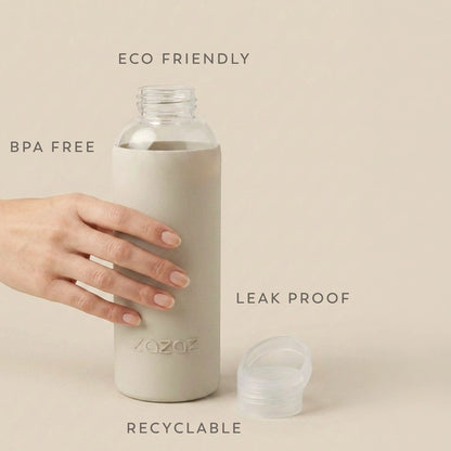 Pursip Borosilicate Glass Water Bottle with Silicone Sleeve – 500ml