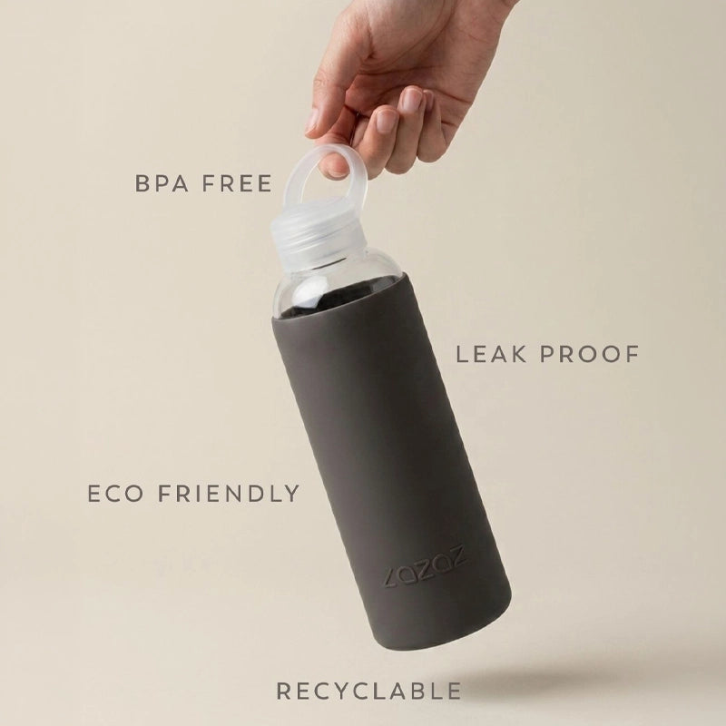 Pursip Borosilicate Glass Water Bottle with Silicone Sleeve – 500ml