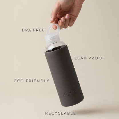 Pursip Borosilicate Glass Water Bottle with Silicone Sleeve – 500ml
