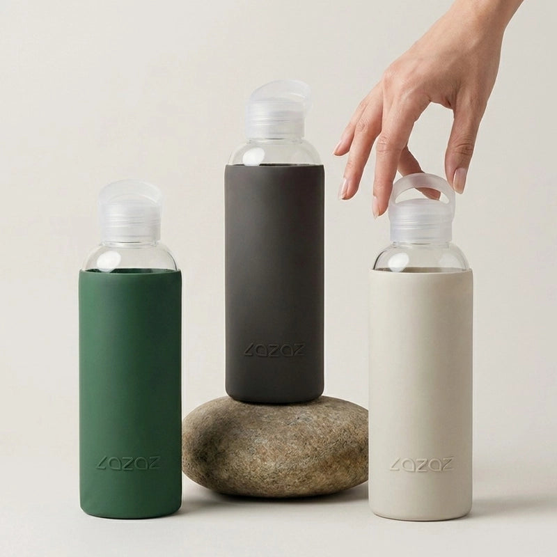 Pursip Borosilicate Glass Water Bottle with Silicone Sleeve – 1L