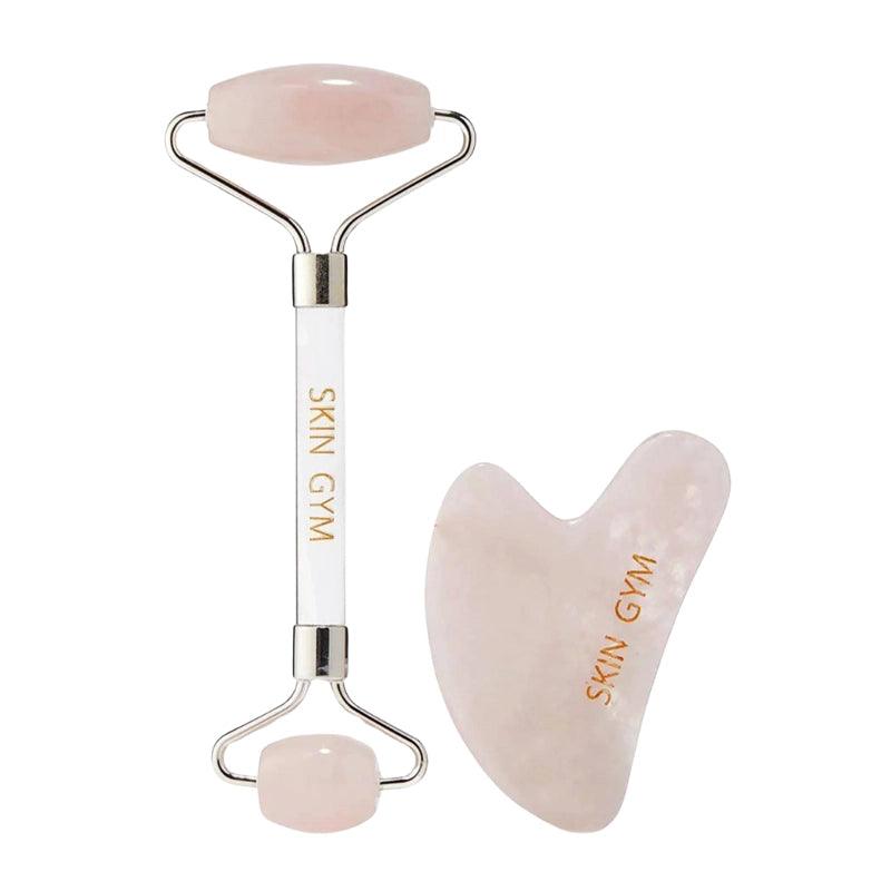 Rose Quartz Stone Facial Roller And Gua Sha Set