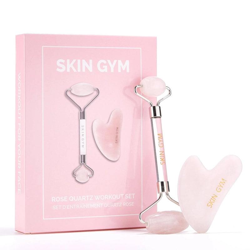 Rose Quartz Stone Facial Roller And Gua Sha Set