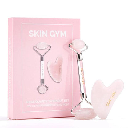 Rose Quartz Stone Facial Roller And Gua Sha Set