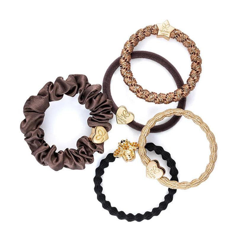 Silk Hair  Wrist Band Set - The Mocha Box - 5pcs