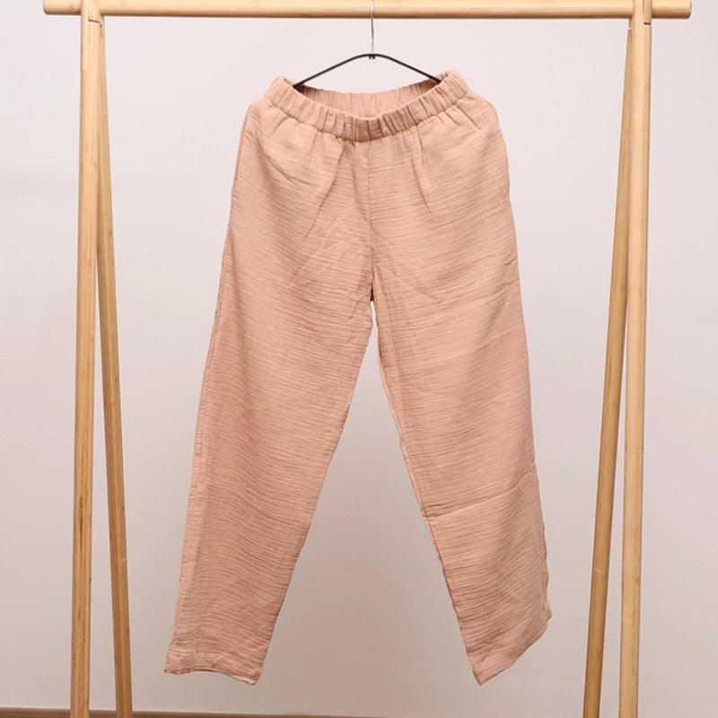 Stella Cotton Pants With Elastic Waist - Light Peach