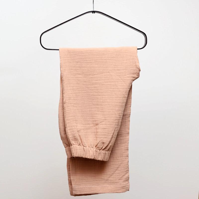 Stella Cotton Pants With Elastic Waist - Light Peach