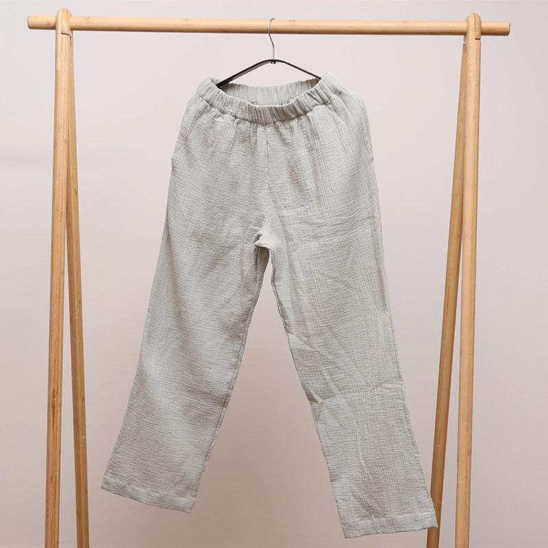 Stella Cotton Pants With Elastic Waist - Sage Green