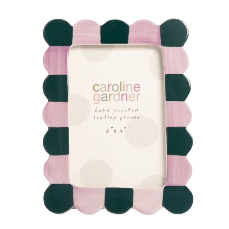 Stoneware Hand-Painted Colour Block Scalloped Photo Frame - 4x6