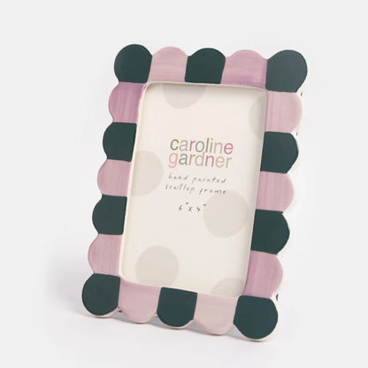 Stoneware Hand-Painted Colour Block Scalloped Photo Frame - 4x6