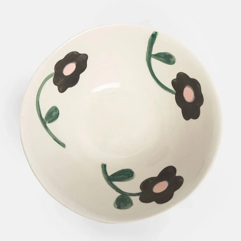 Stoneware Hand-Painted Medium Bowl for Cereal &amp; Salad