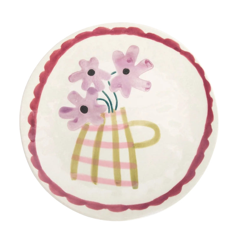 Stoneware Hand-Painted Side Plate for Cake &amp; Dessert - 20cm