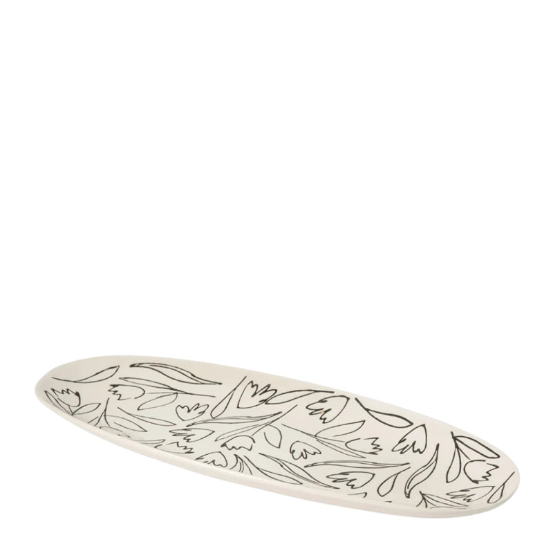 Stoneware Tulip Oval Serving Platter for Cheese &amp; Sharing