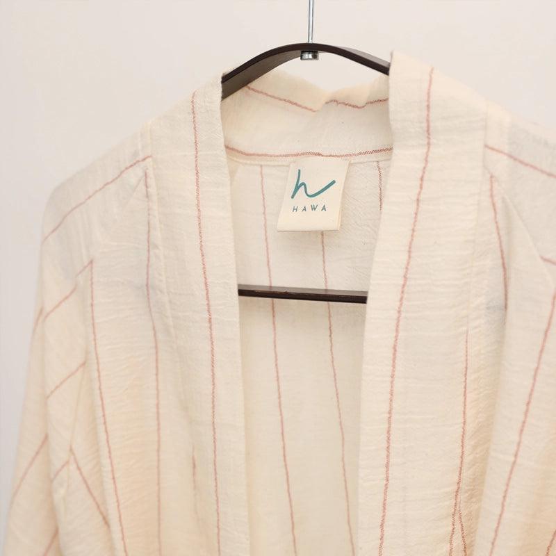 Tardu Summer Lightweight Combed Cotton Kimono - Beige