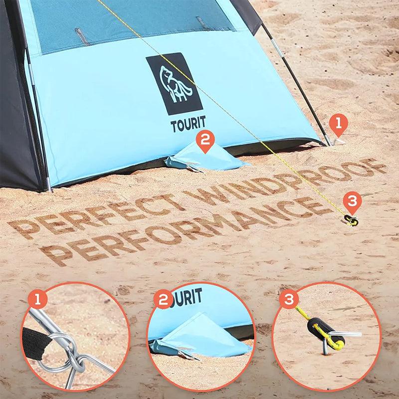 Tourit Pop Up Spacious Foldable Waterproof Beach Tent