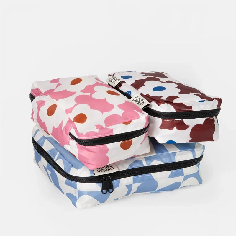 Travel Packing Small Cubes Set - Floral Suitcase Organisers - 3pcs