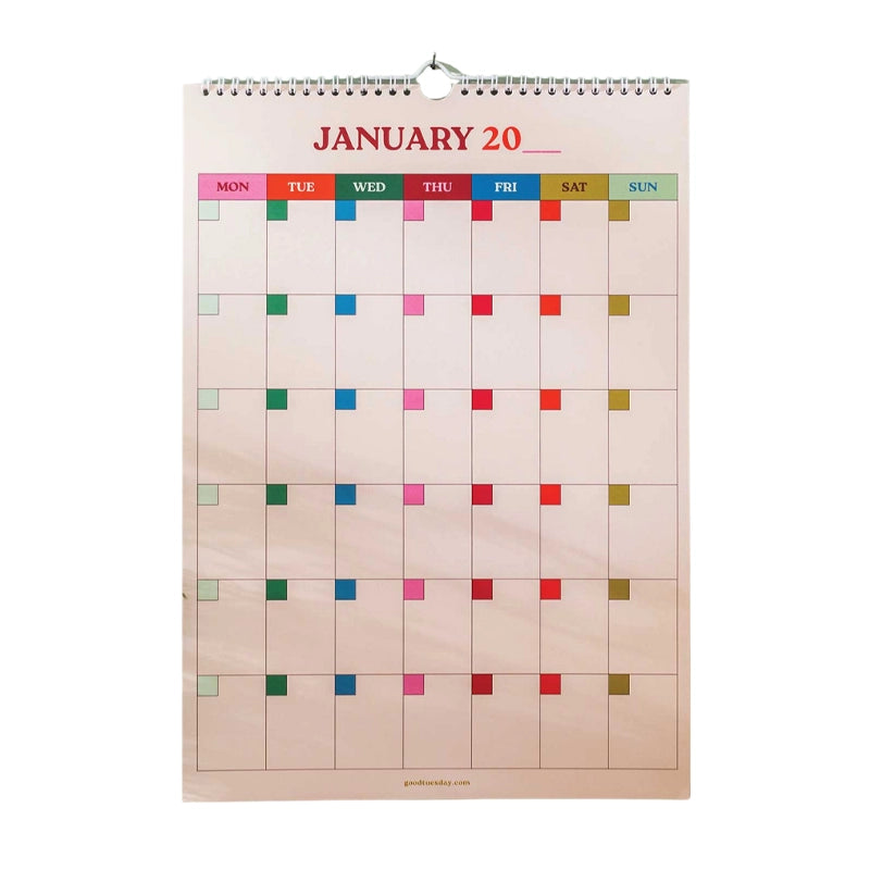 Undated  Monthly Wall Calendar - Work Hard, Play Nice - A3