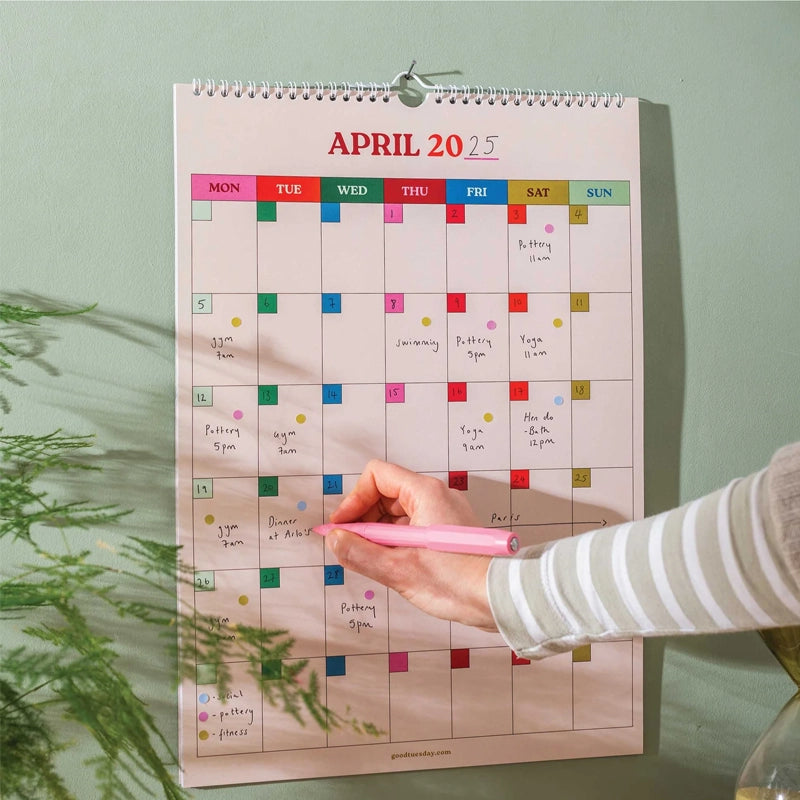 Undated  Monthly Wall Calendar - Work Hard, Play Nice - A3