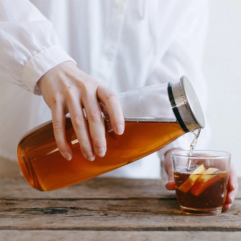 Unitea Cold Brew Glass Carafe with Lid &amp; Strainer - 1.1L