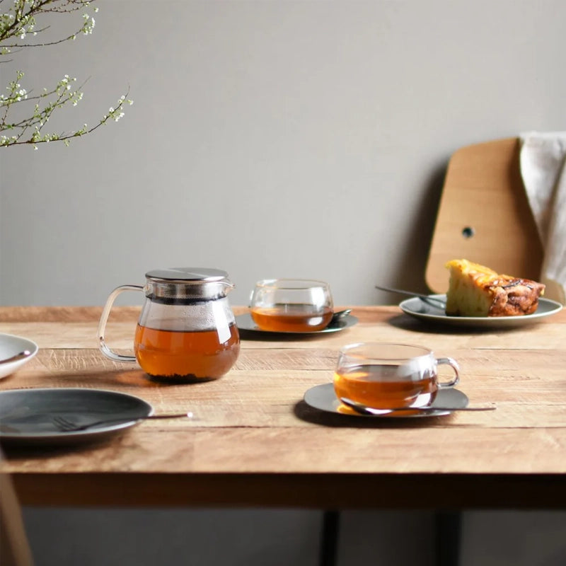 Unitea Heat-Resistant Glass Cup &amp; Stainless Steel Saucer Set
