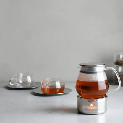 Unitea Heat-Resistant Glass Cup &amp; Stainless Steel Saucer Set