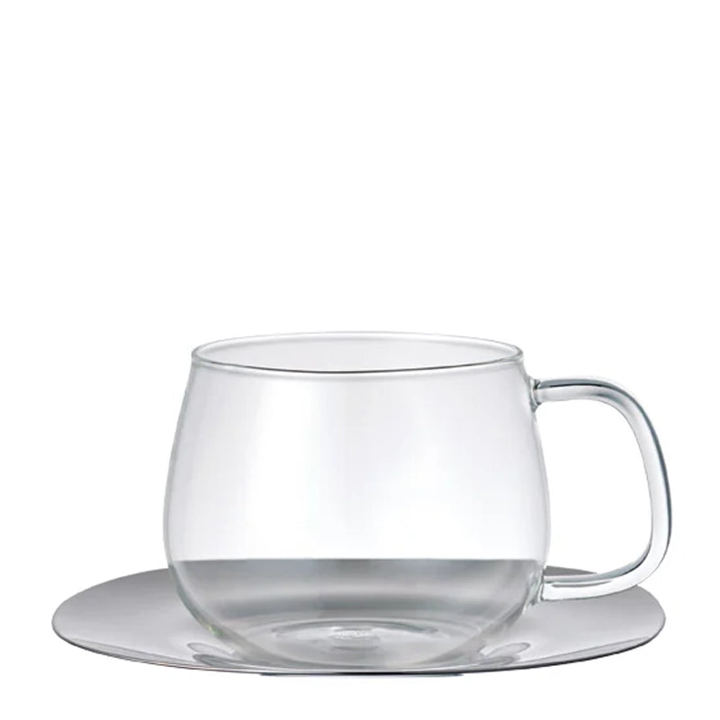 Unitea Heat-Resistant Glass Cup &amp; Stainless Steel Saucer Set
