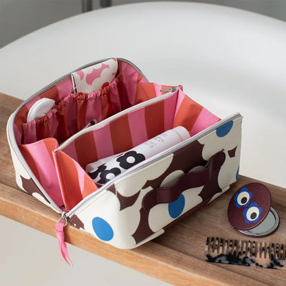 Wine Flower Flat Lay Wash Bag - Travel Toiletry Organiser