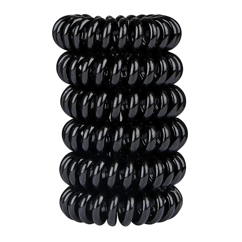 Wonder Bobbles No-Kink Spiral Hair Ties - 6pcs - Black