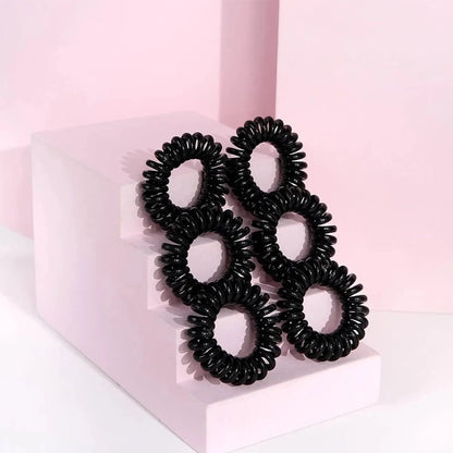 Wonder Bobbles No-Kink Spiral Hair Ties - 6pcs - Black