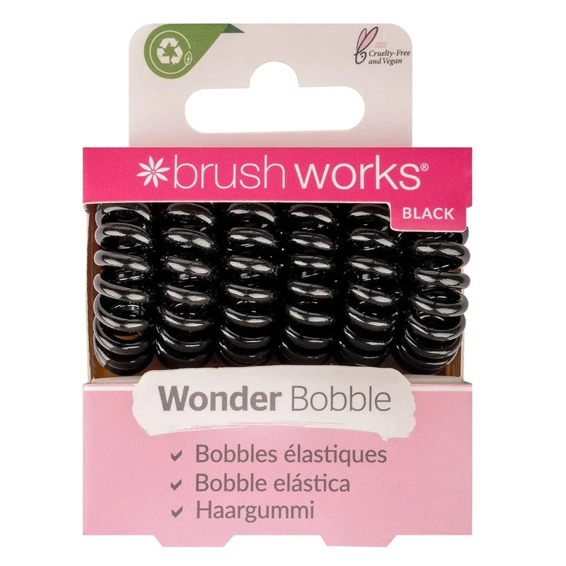 Wonder Bobbles No-Kink Spiral Hair Ties - 6pcs - Black