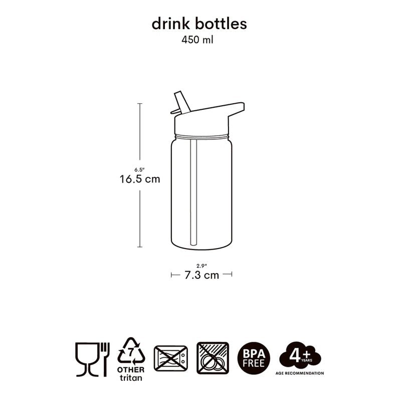 Kids Tritan Water Bottle with Straw for School &amp; Travel - 450ml