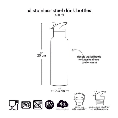 A LITTLE LOVELY COMPANY Stainless Steel Kids Water Bottle with All - Over Print - 500 ml in Kuwait - Waha Lifestyle