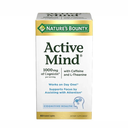 NATURES BOUNTY Active Mind Cognizin 1000mg, Caffeine with L - theanine Caplets - 60pcs - Waha Lifestyle