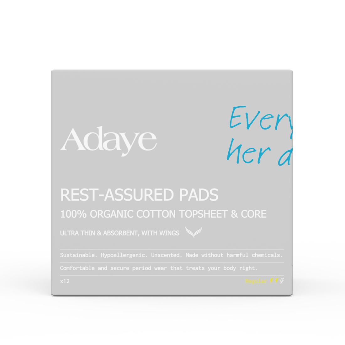 ADAYE Rest - Assured Ultra Thin Organic Sanitary Pads - Regular - 12pcs in Kuwait - Waha Lifestyle