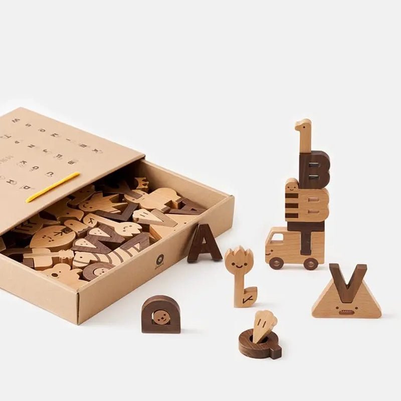 Alphabet Wooden Play Block Set - 60pcs - Waha Lifestyle