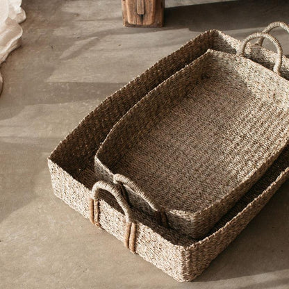 Also Home Pilvi Seagrass Rectangular Basket with Handles - 2pcs - Waha Lifestyle