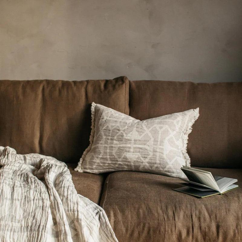 Also Home Tibble Linen &amp; Cotton Pillow - Grey &amp; Beige - Waha Lifestyle