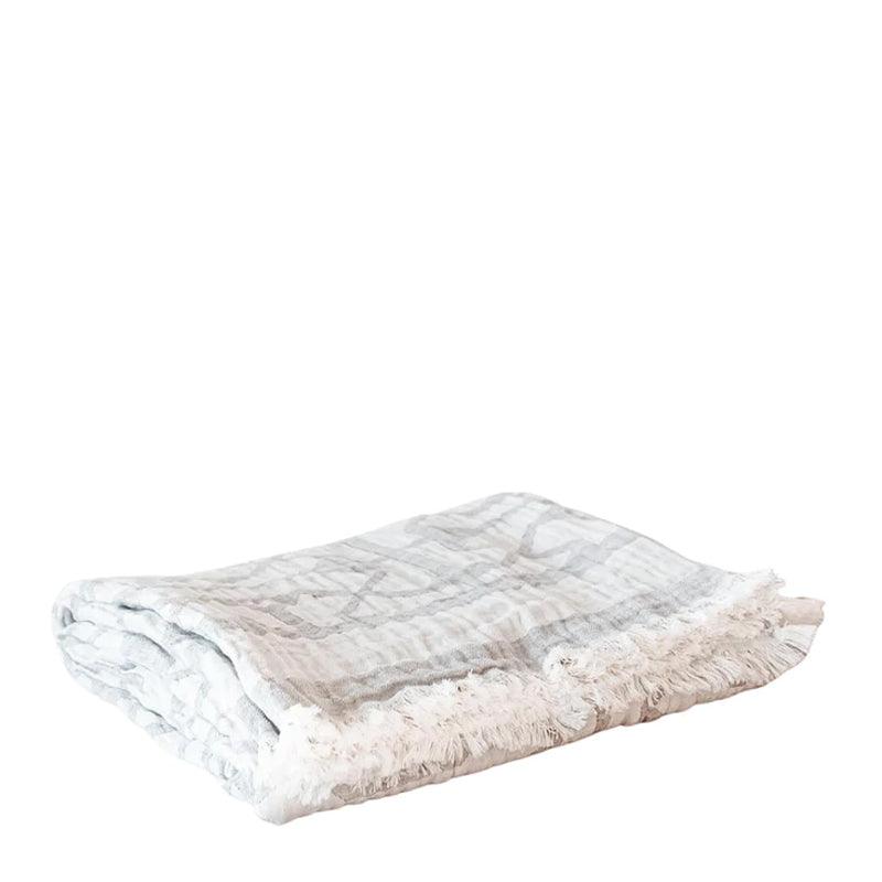 Also Home Tibble Linen &amp; Cotton Throw/Wrap - Grey &amp; Beige - Waha Lifestyle