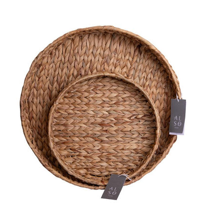 Also Home Venlig Round Water Hyacinth Tray Set - 2pcs - Waha Lifestyle