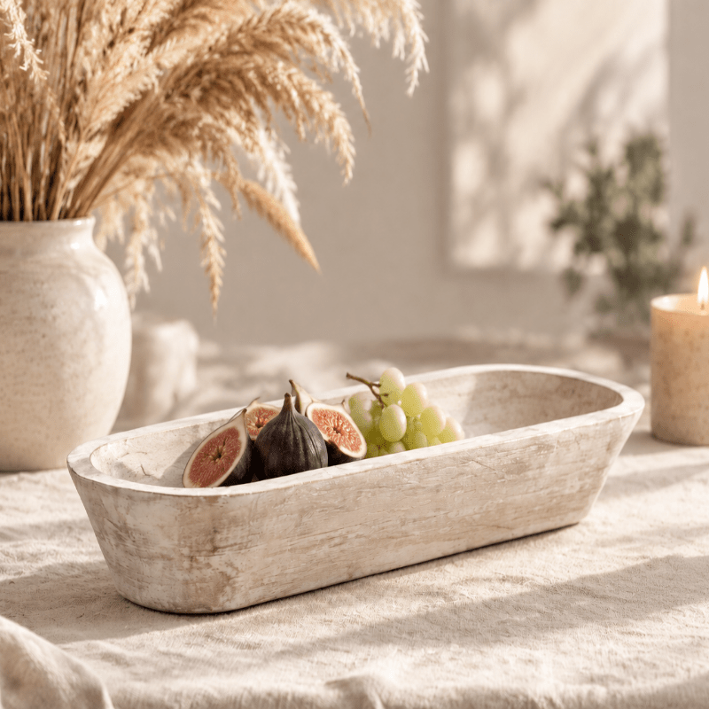 ALSO HOME Whitewashed Mango Wood Serving Bowl - Large in Kuwait - Waha Lifestyle