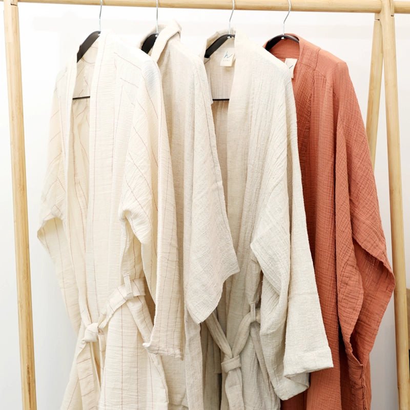 Amazon Long Cotton Linen Kimono with Belt - Beige - Waha Lifestyle