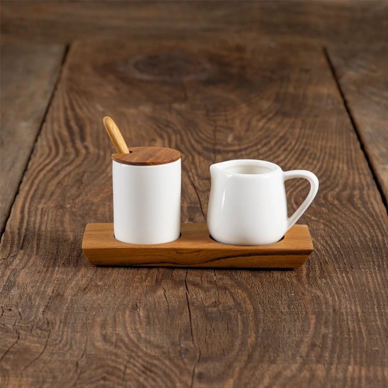 Amelia Cream &amp; Sugar Wood Set - Waha Lifestyle