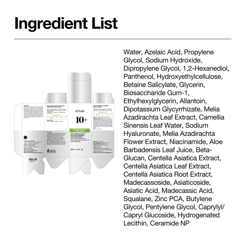 Azelaic Acid 10 Hyaluron Redness Soothing Serum - 30ml