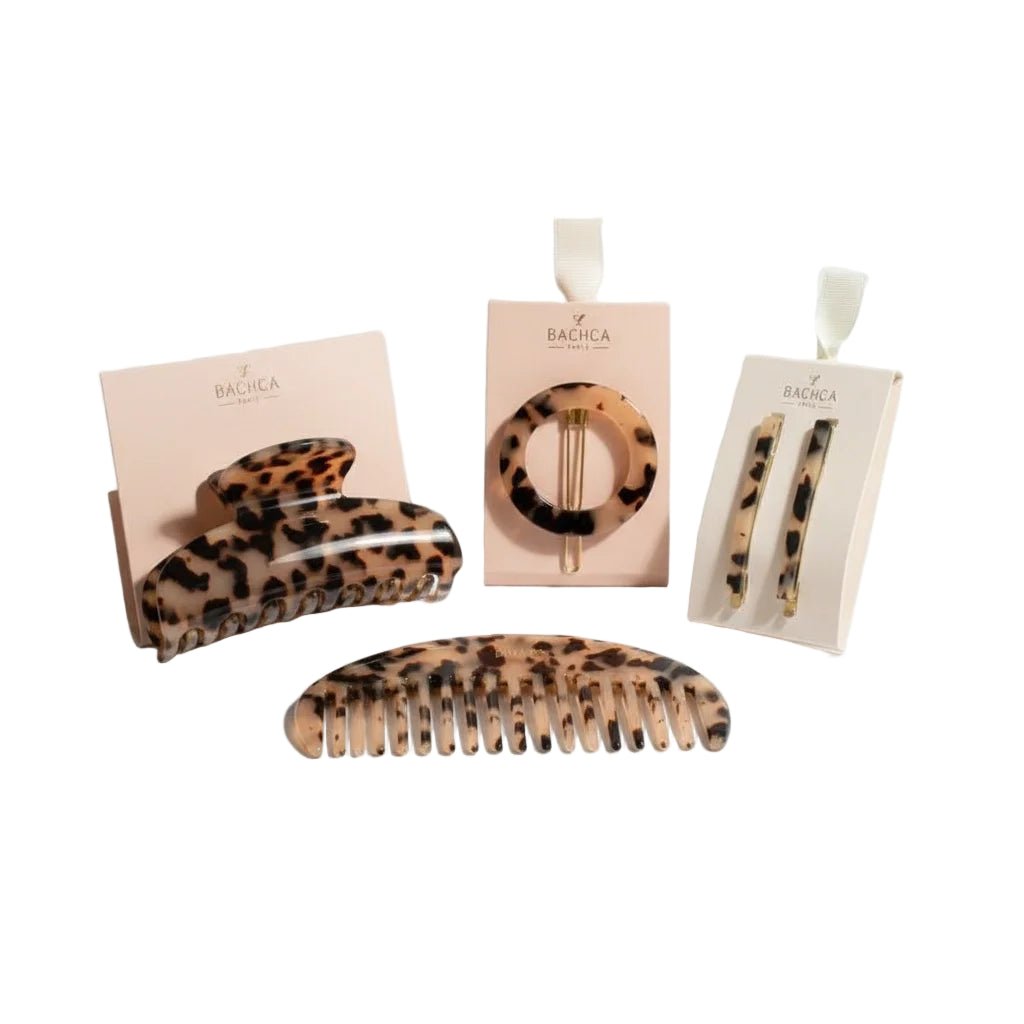 BACHCA Handcrafted Tortoise Shell Hair Accessory Bundle - 4 Pcs in Kuwait - Waha Lifestyle