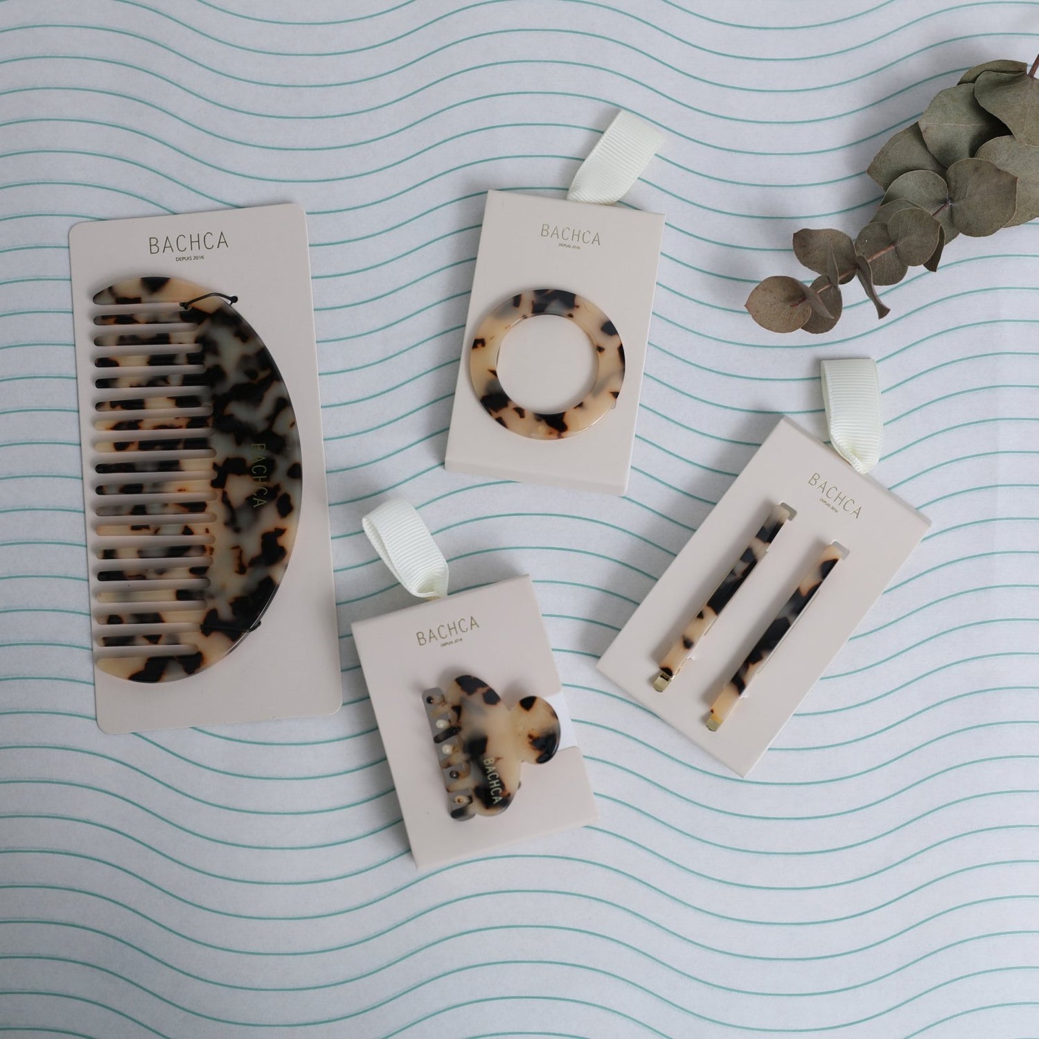 BACHCA Handcrafted Tortoise Shell Hair Accessory Bundle - 4pcs in Kuwait - Waha Lifestyle