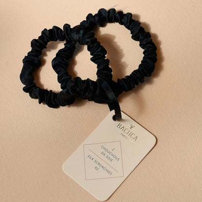 Silk Elasticated Hair Scrunchies - Pack Of 2