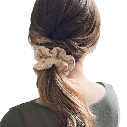 Velvet Corduroy Hair Scrunchie - Sand