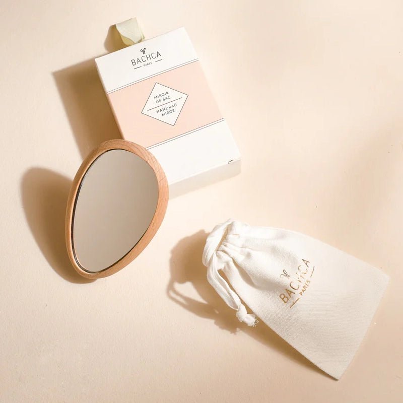 Wooden Pocket Mirror with Cotton Pouch
