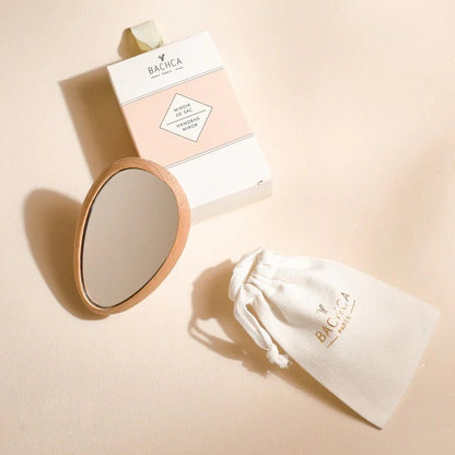 Wooden Pocket Mirror with Cotton Pouch