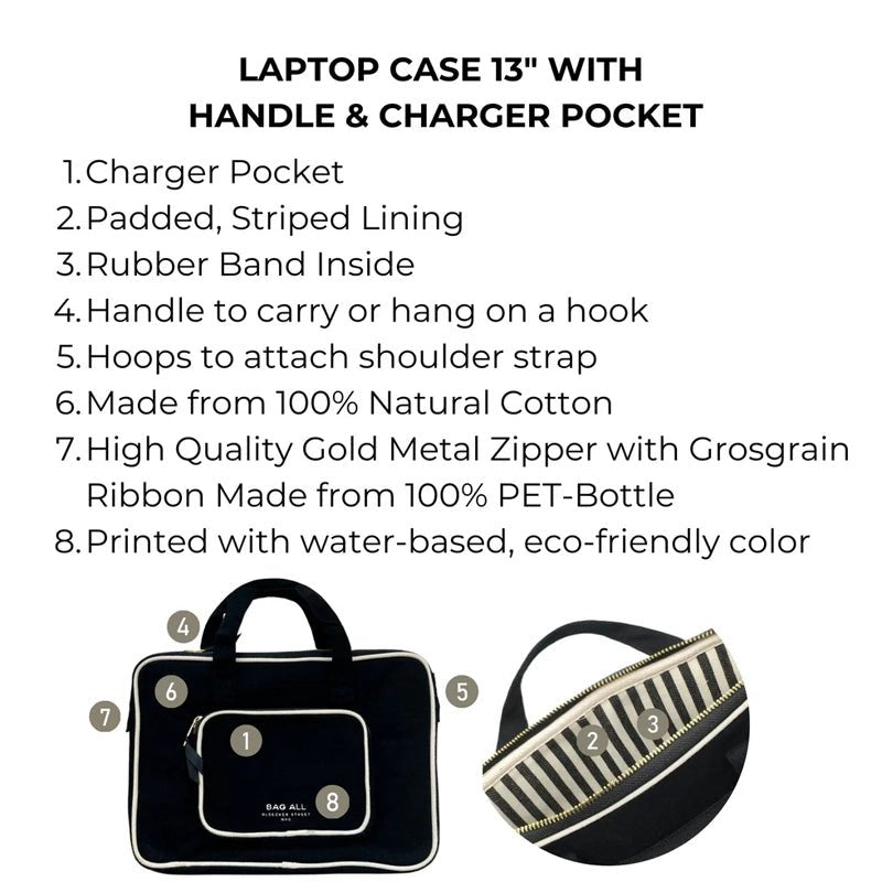 BAG - ALL Cotton Laptop Case with Charger Pocket and Handle - Waha Lifestyle - Kuwait